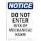 Signmission OSHA Notice Sign, 18" H, 12" W, Rigid Plastic, Do Not Enter Risk Of Mechanical Harm Sign, Portrait OS-NS-P-1218-V-11211 - alternate 1
